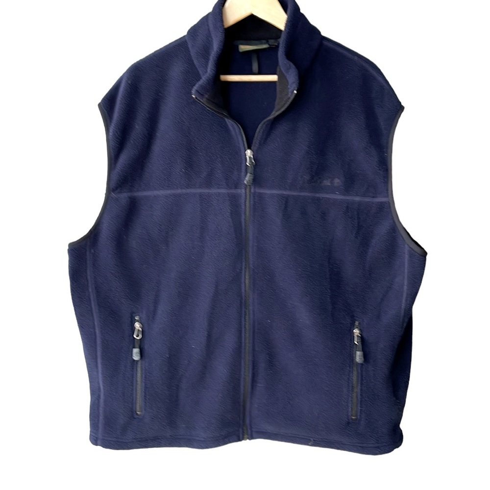 Timberland Men’s Navy Blue Essential Full Zip Fleece Vest Size XXL